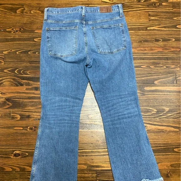 Madewell Light Blue Boot Cut Crop Jeans with Frayed Hem - Picture 5 of 9